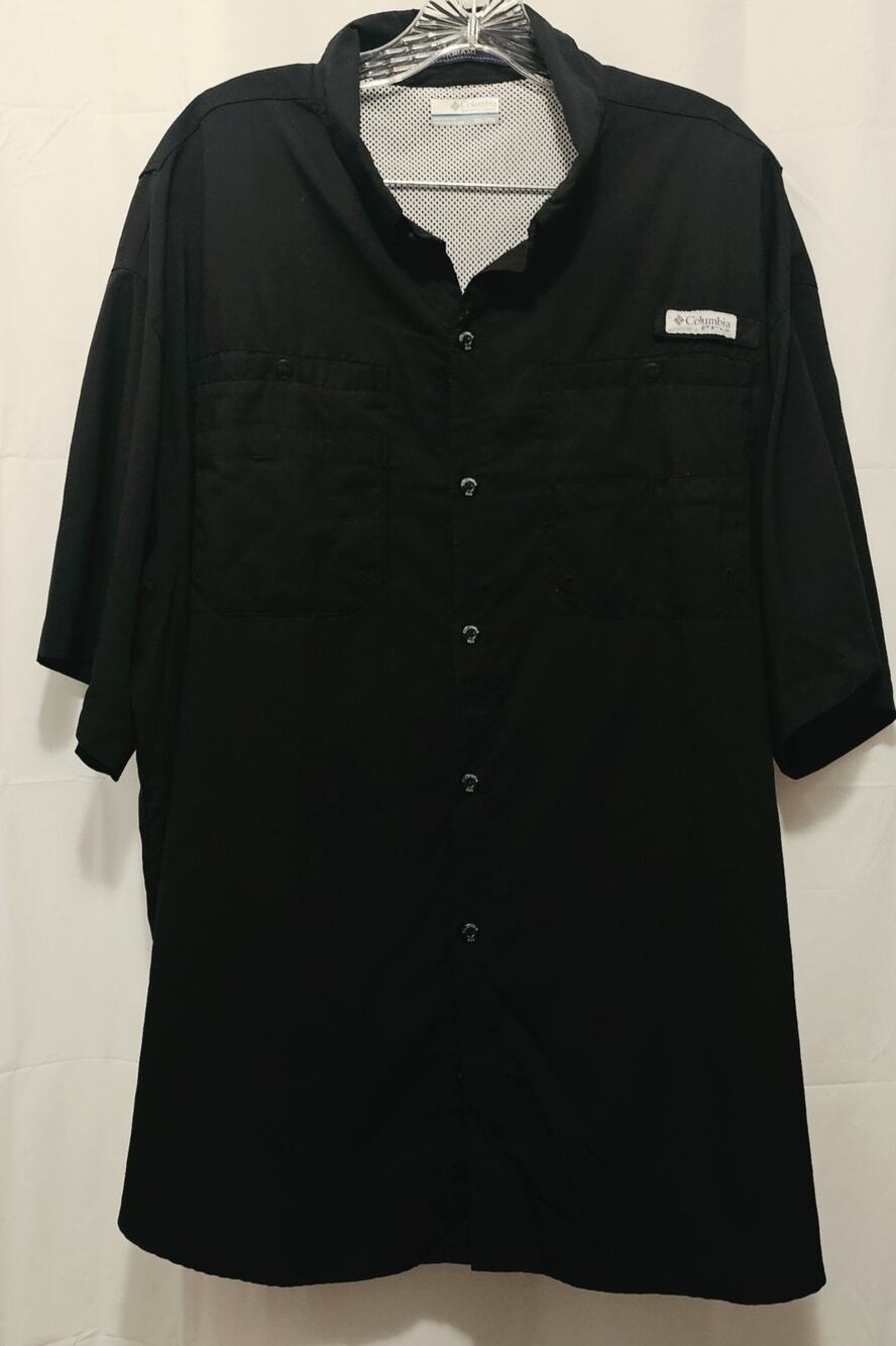 Columbia PFG Men's Short Sleeve Button Down Fishing Shirt Size XXL Black Omni Sh